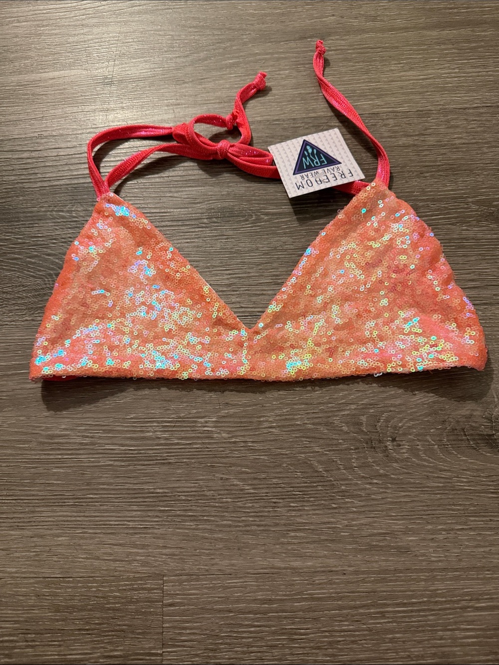 Freedom Rave Wear Rave Sequin Top - Coral Pink